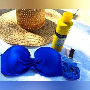 NEW VICTORIA'S SECRET STRAPLESS ROYAL BLUE SWIMSUIT TOP 36A